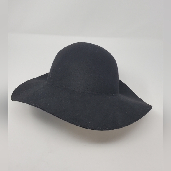 H & M DIVIDED 100% WOOL BLACK HAT  FLOPPY FESTIVAL CLASSIC WOMEN SIZE LARGE 58 - Picture 3 of 12